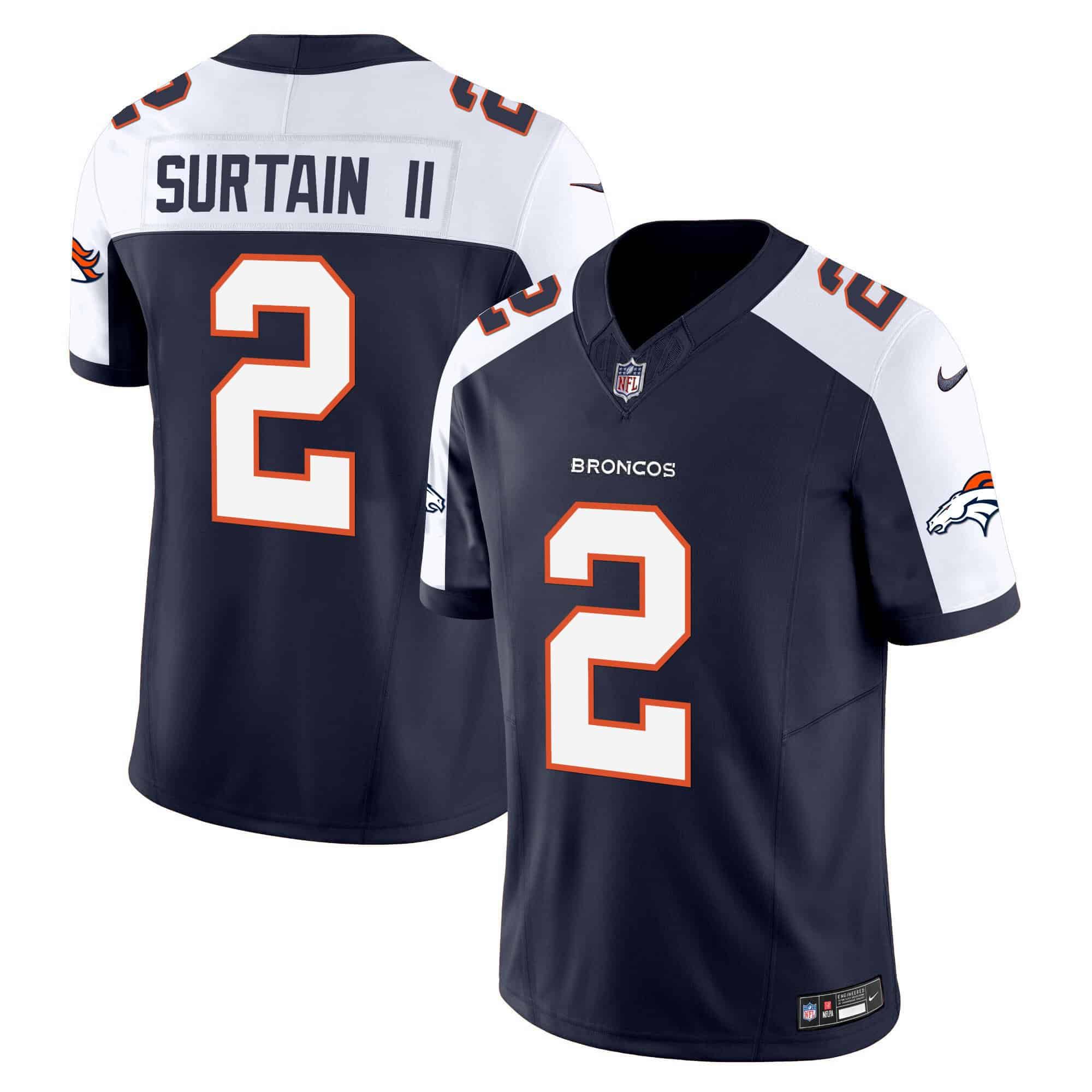 Men Denver Broncos #2 Surtain ii Blue 2024 Nike Vapor Limited NFL Jersey style 1->indianapolis colts->NFL Jersey